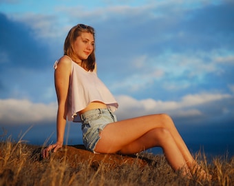 Flowy Crop Top in  Limited Edition Organic Cotton Batiste - Pale Pink - Sheer - Eco Friendly - Sustainable Fashion