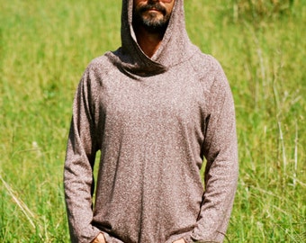 Eco Friendly Hoodie in Heathered Mocha - Hemp - Organic Cotton - Organic Clothing - Raglan Sleeve