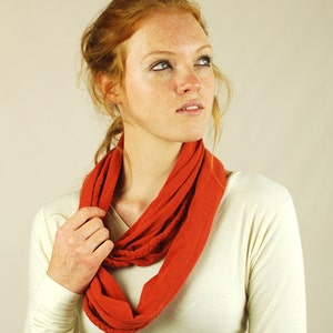 SALE Braided Infinity Scarf Circle Scarf Rust Eco Friendly Jersey Gift for Her Ready to Ship image 2