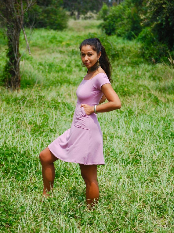 Off Shoulder Mini Dress With Pockets Dusty Rose Eco - Etsy