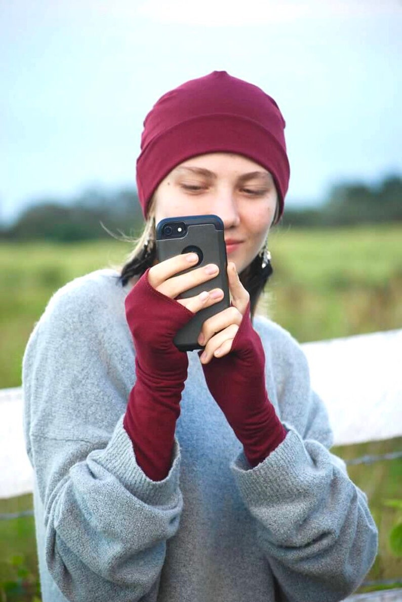 Fingerless Gloves Red Eco Friendly Organic Clothing Sustainable Gifts for Teens Stocking Stuffer image 4