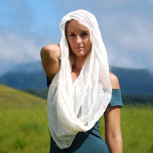 Gauze Infinity Scarf - Light Weight Scarf - Wrap - Natural Color Summer Scarf - Shawl - Rustic - Festival