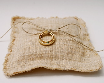 SALE Boho Wedding - Eco Friendly Wedding - Ring Bearer Pillow - Rustic Handwoven Hemp Linen