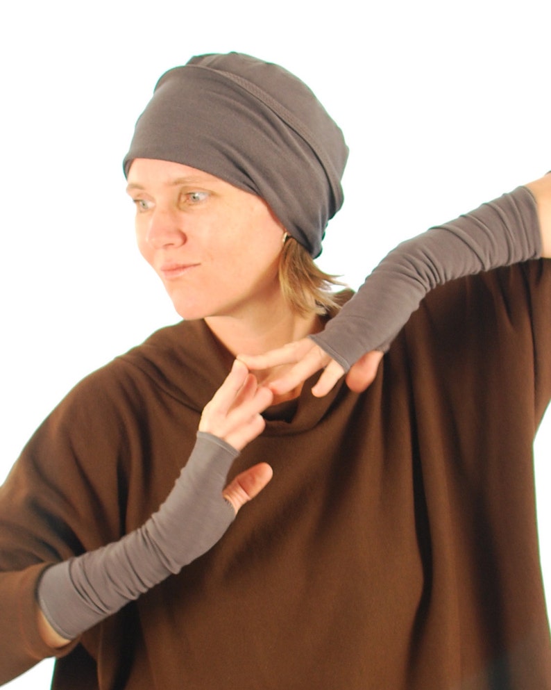 Fingerless Gloves Gray Eco Friendly Organic Clothing Sustainable image 2