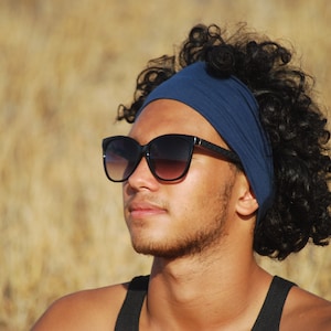 Wide Headband Universal Size Jersey Navy Blue Organic Clothing Eco Friendly Several Colors Available image 1