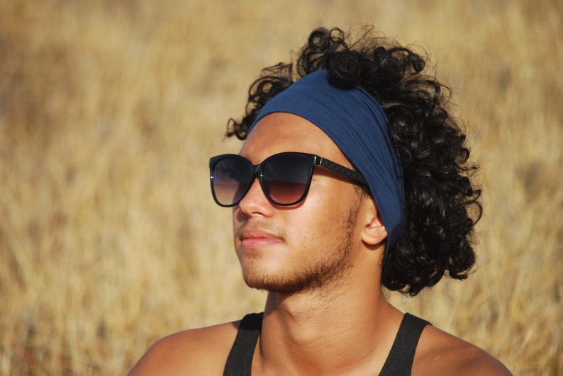 Wide Headband Universal Size Jersey Navy Blue Organic Clothing Eco Friendly Several Colors Available image 1