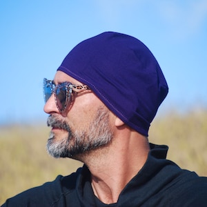 Men&#39;s Mauka Hat - Eggplant Purple - Beanie  Hat -  Organic Clothing  - Gray - Eco Friendly
