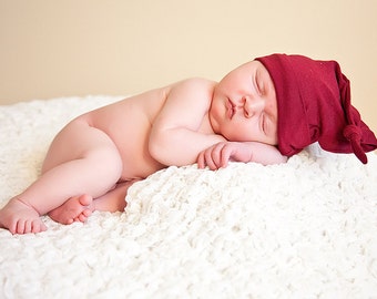 Organic Baby Hat - Eco Friendly Knot Hat - Ruby Red - Newborn -  Several Colors Available