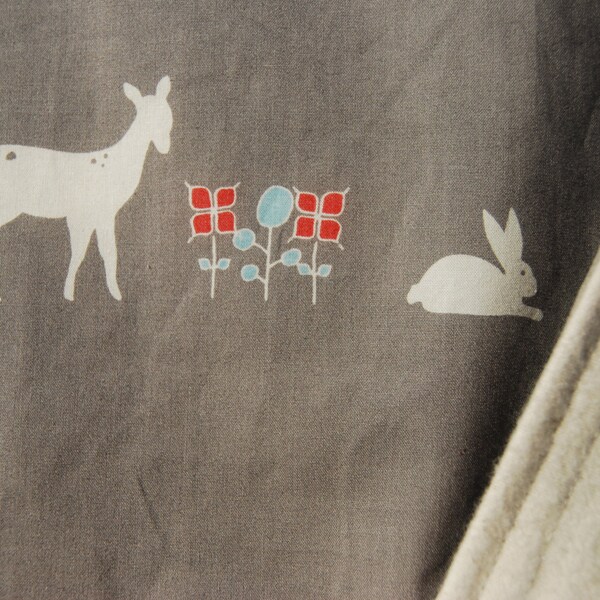 Organic Baby Blanket  -  Organic Cotton Flannel and Grey Woodland Print - Rabbit - Horse - Fox  - Eco Friendly