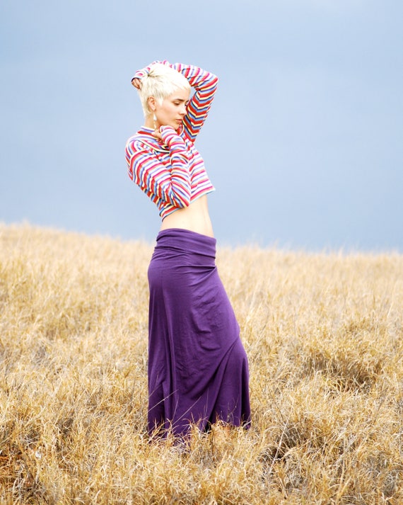 Maxi Skirt Full Length Skirt Purple Eggplant Organic Clothing Skirt for Women Etsy Canada