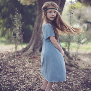 Flower Girl Peasant Dress Girls Dress Organic Clothing Eco Friendly Pale Blue Several Colors image 2