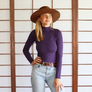 Rust Turtle Neck Long Sleeve Fitted Top Pumpkin Fall Autumn Colors Eco Friendly Organic Clothing image 8