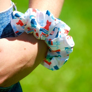 Cat Scrunchies  - Organic Cotton - Kitty Cat Print  - Hair Accessories - Whimsical Scrunchies - Scrunchy