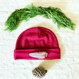 SALE Baby Hat - Newborn Cap - Ruby Red Color Organic Cotton Soy Spandex Jersey -  Eco Friendly  - Newborn - Baby Shower