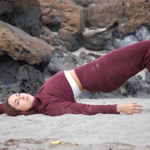 Womens Drop Crotch Joggers Organic Cotton Thermal Red Wine Organic Clothing Loungewear Yoga Pants image 6