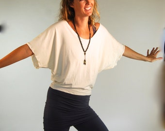 Oversized Short Sleeved Jersey Top - Dolman Sleeve - Wide Neck - Off Shoulder - Organic Clothing