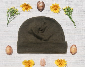 SALE Baby  Hat - Olive Green Color Organic Cotton Soy Spandex  Jersey -  Eco Friendly  - Newborn - Baby Shower
