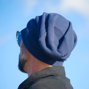 Slouchy Unisex Hat Men's and Womens Hat Navy Blue USA Organic Cotton Thermal Organic Clothing image 6