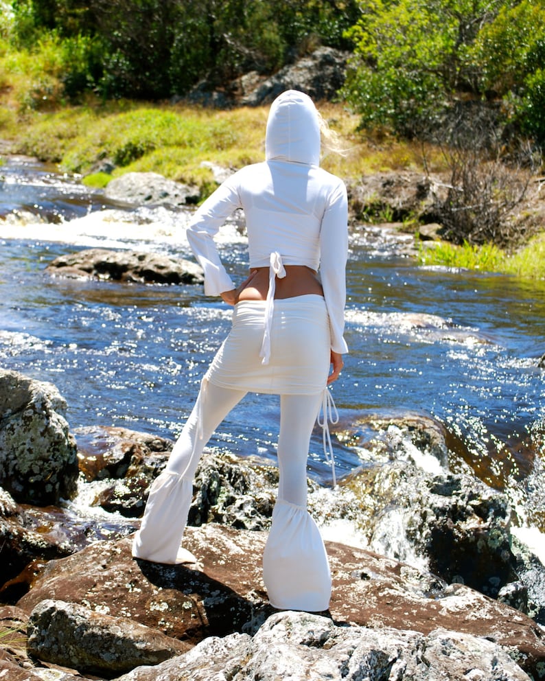 Hooded Cropped Wrap Top Hoodie Crop Top Organic Clothing Festival Clothing Eco Friendly image 3