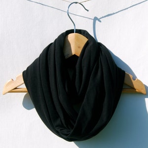 Black Infinity Scarf Circle Scarf Organic Jersey Organic Clothing Eco Friendly Jersey Scarf image 1