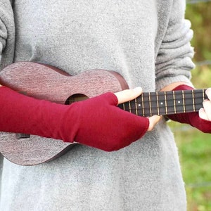 Fingerless Gloves Red Eco Friendly Organic Clothing Sustainable Gifts for Teens Stocking Stuffer image 2