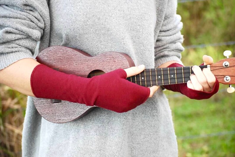 Fingerless Gloves Red Eco Friendly Organic Clothing Sustainable Gifts for Teens Stocking Stuffer image 2