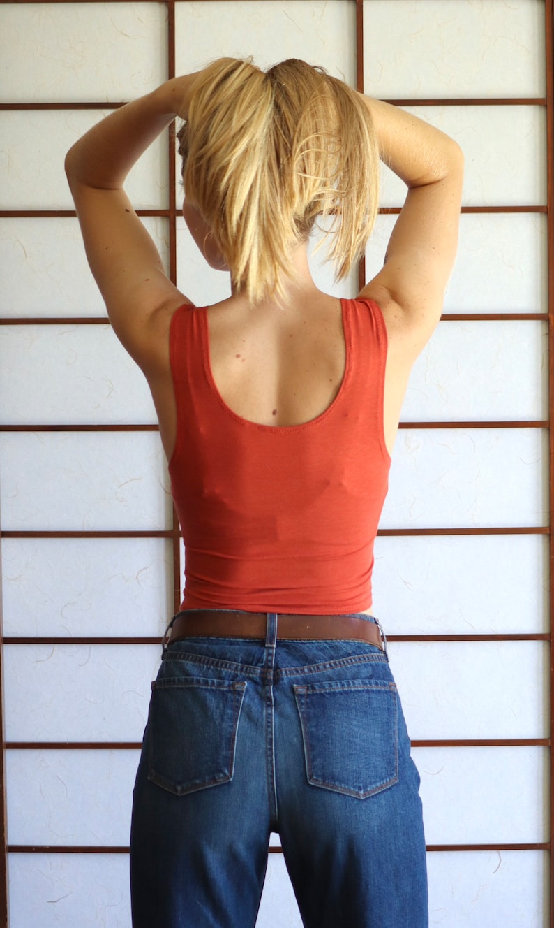 Cropped Yoga Layering Tank Top for Women Wide Strap Rust - Etsy