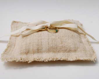 Ring Bearer Pillow - Eco Friendly Wedding Ring Pillow - Handwoven Hemp Linen - Handmade Wedding