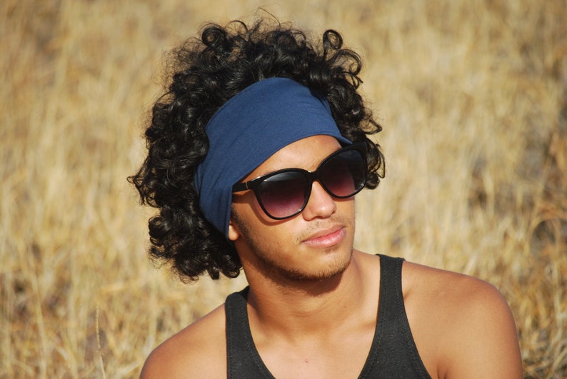 Wide Headband Universal Size Jersey Navy Blue Organic Clothing Eco Friendly Several Colors Available image 3