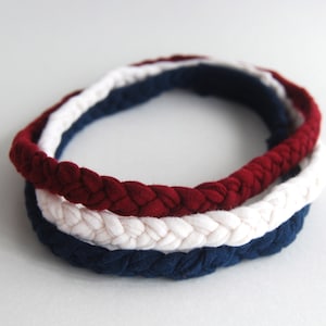 Braided Headband Red White Blue Patriotic Colors Eco Friendly Organic Clothing Set of Three image 2