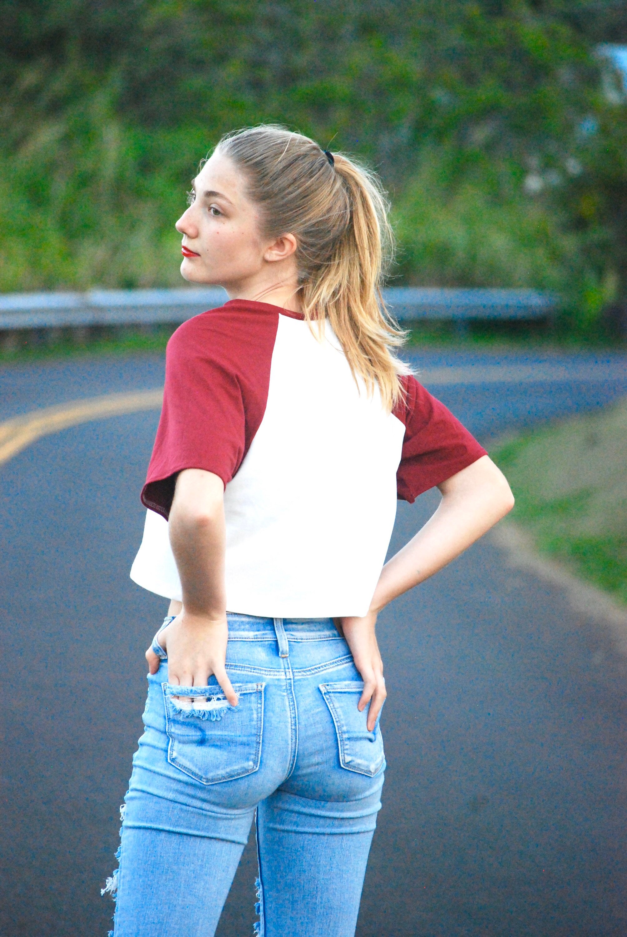 Raglan Sleeve Crop Top Short Sleeve Red White Organic Clothing Custom Made  15 Colors Available - Etsy