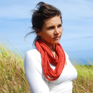 SALE Braided Infinity Scarf Circle Scarf Rust Eco Friendly Jersey Gift for Her Ready to Ship image 3