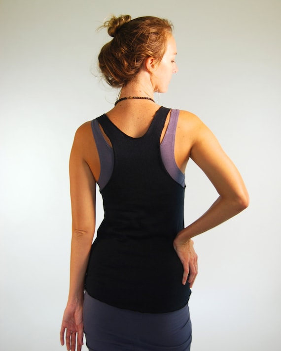 Yoga Layering Racerback Tank Top for Women Black Hemp Organic