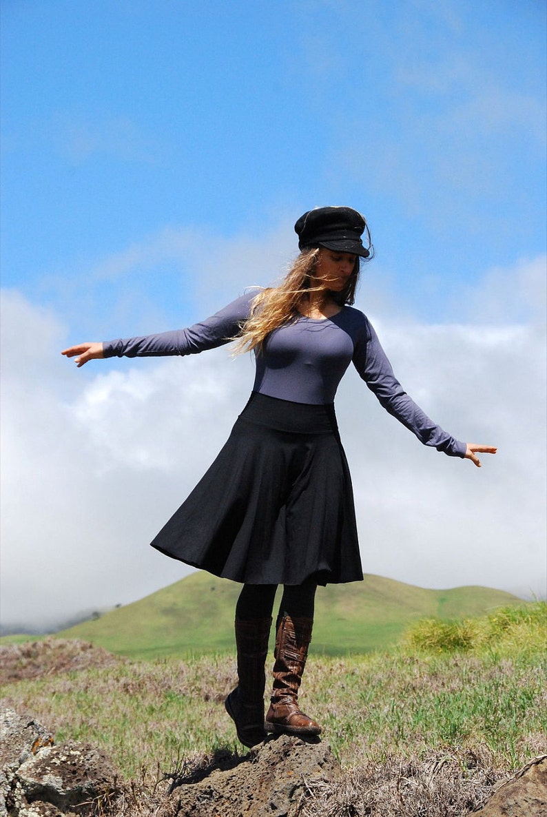 Womens Circle Skirt Black Skirt Organic Clothing Eco Friendly Several Colors Available image 2