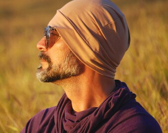 Men's Beanie Hat - Unisex - Nude - Beige -  Organic Cotton Soy Spandex Jersey - Eco Friendly - Several Colors