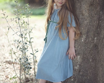 Flower Girl Peasant Dress - Girls Dress - Organic Clothing - Eco Friendly - Pale Blue - Several Colors