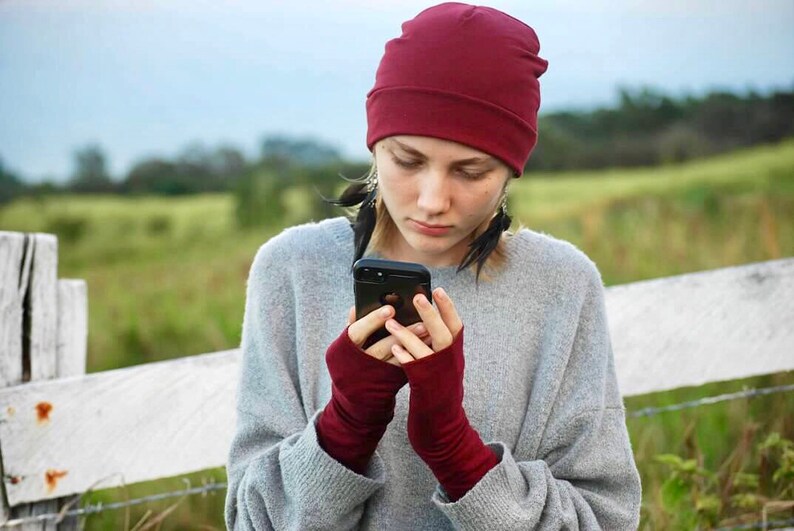 Fingerless Gloves Red Eco Friendly Organic Clothing Sustainable Gifts for Teens Stocking Stuffer image 3