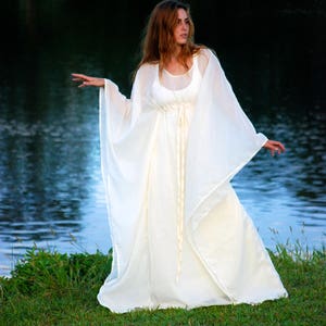 Tank Style Maxi Dress with High Back Slit Natural Color Hemp Organic Cotton Jersey Boho Wedding image 5
