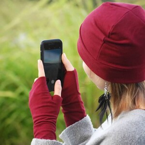 Fingerless Gloves Red Eco Friendly Organic Clothing Sustainable Gifts for Teens Stocking Stuffer image 5