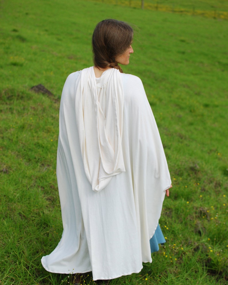 White Cloak Cape Cosplay Halloween Costume Party Organic Clothing Eco Friendly Renaissance Unisex image 4