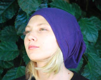 Teen Hat - Slouchy - Beanie - Purple - Eco Friendly  Jersey - Organic Clothing - Ready to Ship