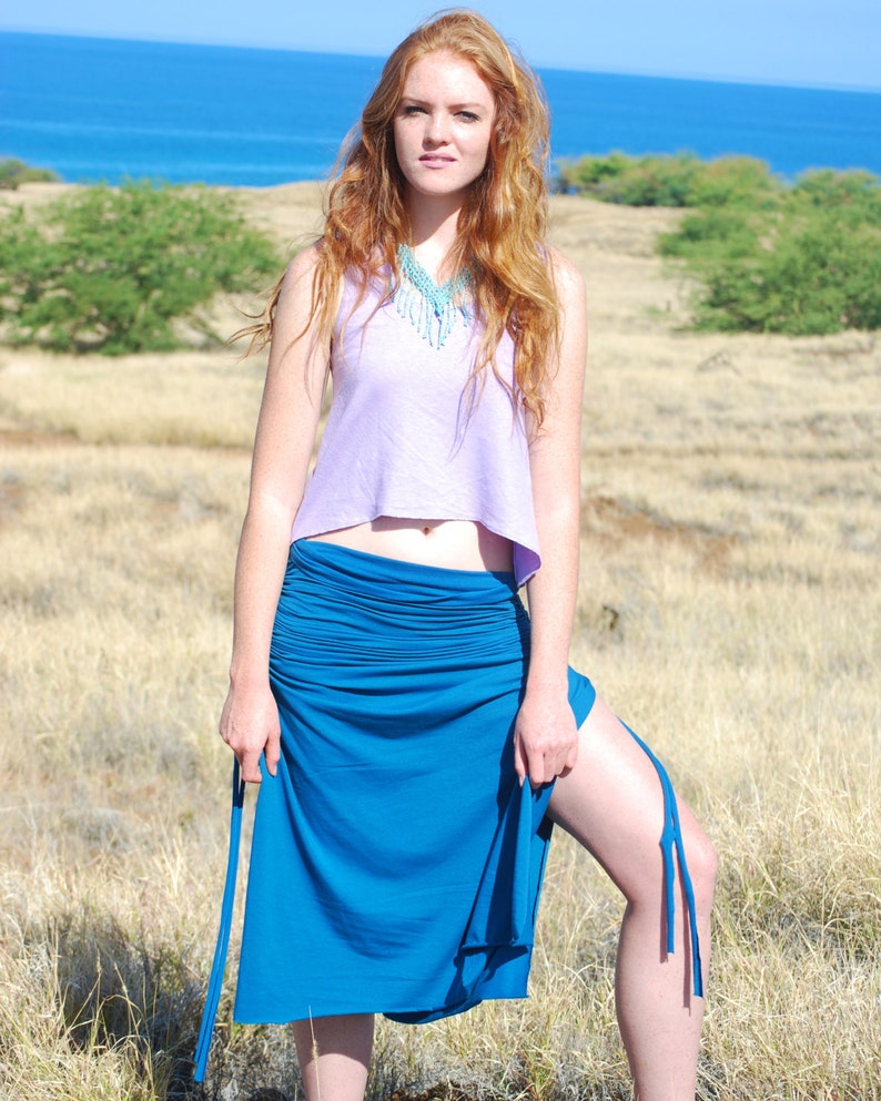 Eco Friendly Maxi Skirt with Side Slits Adjustable Ruched Side Ties Organic Clothing image 1