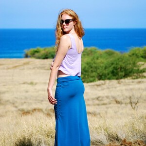 Eco Friendly Maxi Skirt with Side Slits Adjustable Ruched Side Ties Organic Clothing image 5