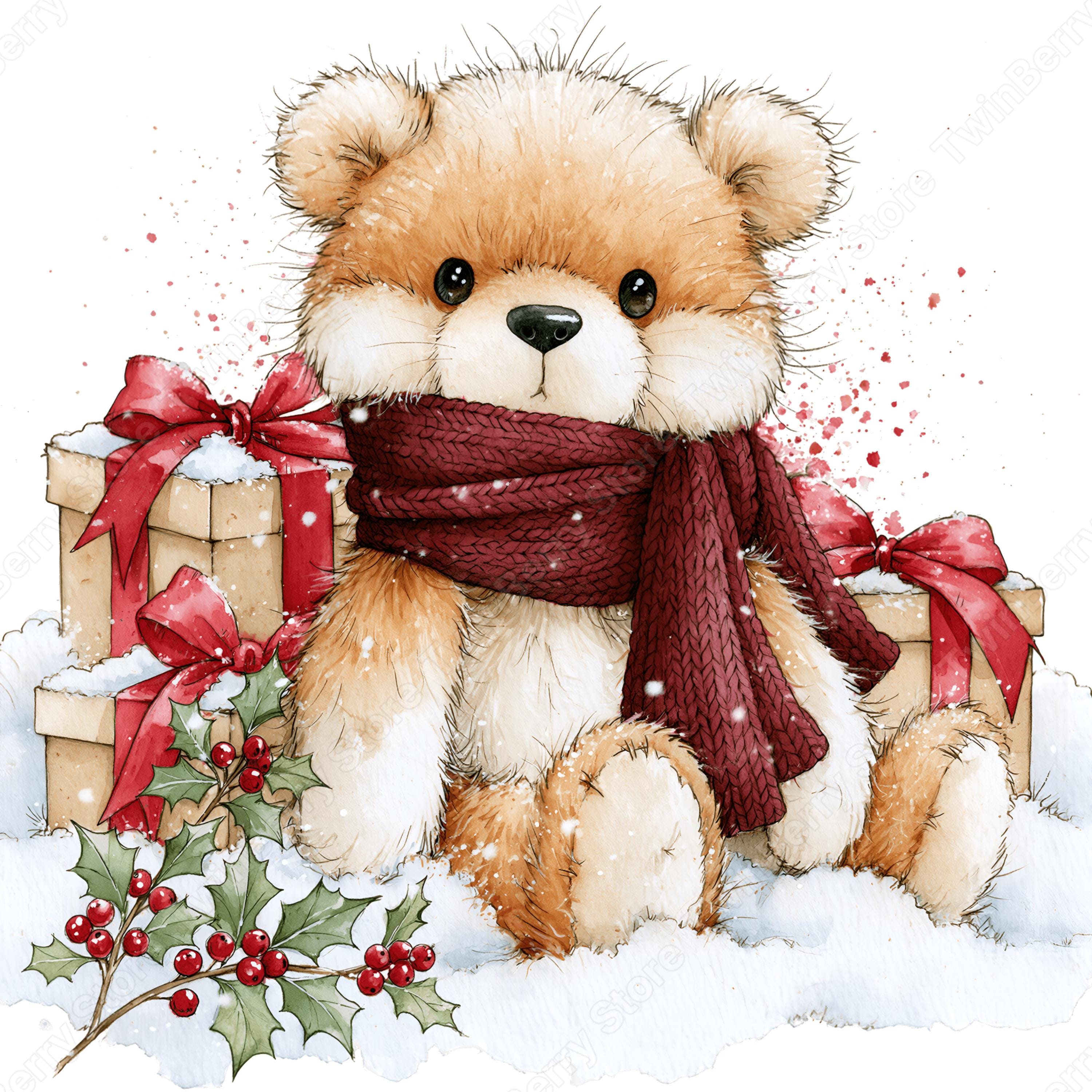 Christmas Animals Clipart PNG, 23 Cute Watercolor Woodland Animals in ...