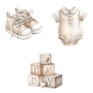 Watercolor Teddy Bear Clipart: Boho Nursery PNG Images (Digital Download - 40 PNGs) image 10