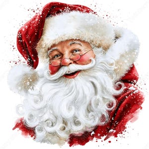 Santa Clipart PNG, 26 Vintage Watercolor Santa Claus Graphics, Traditional Father Christmas Portraits for Cards & Sublimation image 1