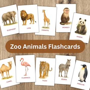 Zoo Animal Flashcards for Toddlers - Montessori-Inspired Printable PDF - Animals Cards