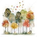 Autumn Tree Clipart PNG, 30 Watercolor Fall Forest Treeline Landscapes for Wall Art and Prints product logo