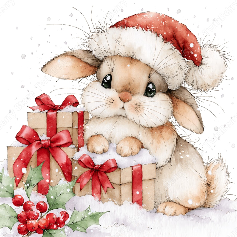 Christmas Animals Clipart PNG, 23 Cute Watercolor Woodland Animals in ...
