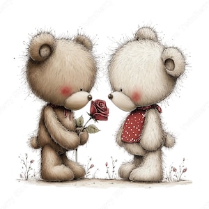 26 Teddy Bear Valentine's Day Clipart PNG, Love Graphics Bundle, Whimsical Hearts, Digital Download